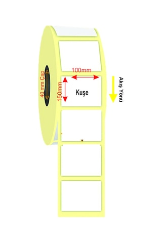 100x150 Kuşe Barkod Etiket 500 Sarım