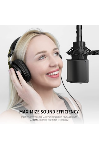 Hfambition Siyah Metal Mikrofon Anti-püf Ağı - Patlatıcı Sesleri Filtreler, Kolay Kurulum, Yaygın Uyumlu 10"