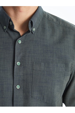 Lcwaıkıkı Classic Yeşil Regular Fit Uzun Kollu Armürlü Erkek Gömlek