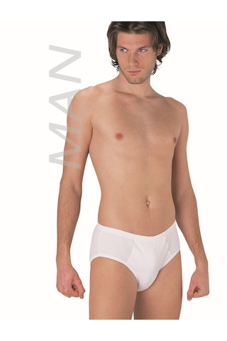 Erkek Beyaz Ribana Penye Slip % 100 Pamuklu Kilot 3'lü Paket 121-3b Beyaz