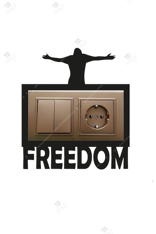 Freedom Temalı Çiftli Priz Çerçevesi Dekorasyon