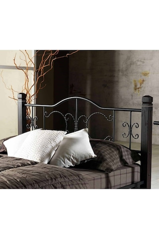 Argimo Yakamoz Çift Kişilik Ferforje Metal Siyah Karyola 160 x 200