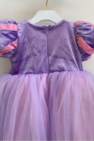 Rapunzel Kız Çocuk Kostüm Kadife Kollu Lila Hotcouture Lila