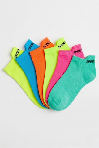 Socketta Kadın Mikrofiber Dikişsiz 6'lı Karışık Renk Patik Çorap Premium Çok Renkli