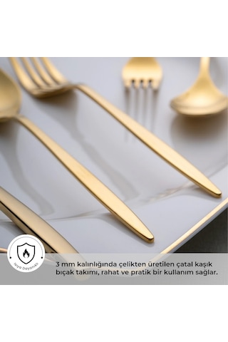 Emsan Alisa Parlak Gold 60 Parça 12 Kişilik Çatal Kaşık Bıçak Takımı