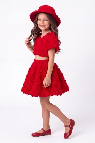 Mnk Baby & Kids Rosemu Kız Çocuk Şapkalı Takım M00819 Kırmızı