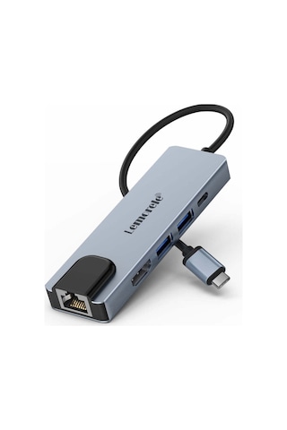 Lemorele Tc15, 5 İn 1 Usb Type-c Hub Çoklayıcı, Rj45 İnternet, 4k Hdmı, 100w Pd Şarj, 2x 3.0 Usb Çoğaltıcı