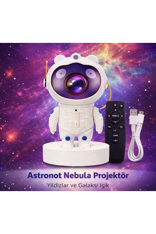 Astronot Yıldız Galaksi Projektör Gece Lambası Uzaktan Kumandalı Nebula Işık