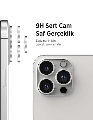 Bix Apple Uyumlu iPhone 16 Pro / 16 Pro Max Safir Lens Koruyucu 3d Kamera Camı 9h Premium Lens Kapağı Desert Titanyum