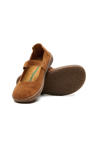 Comfortfusse Jeylo - Kadın Ortopedik Hakiki Deri Bağcıklı Ayakkabı Taba Süet Deri