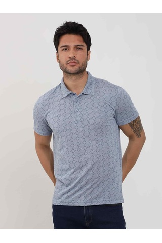 Dufy Mavi Erkek Slim Fit Jakarlı Polo Yaka Tshirt - 105229-mavi Mavi