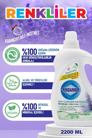 % 100 Doğal Bitkisel Beyazlar Nioli-tüm Renkler Lavanta Çamaşır Deterjanı Ve Leke Çıkarıcı Seti 2200 ML