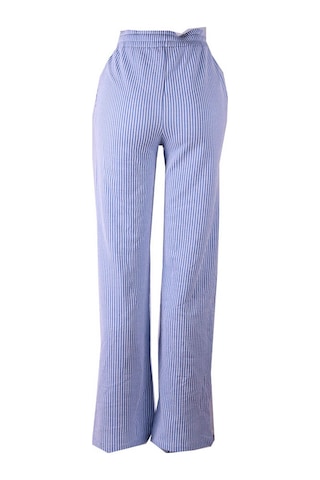 Trender Çizgili Mavi Kadın Pantolon 2497 Mavi