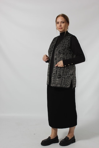 Modaberray Y766 Siyah-beyaz Mozaik Desenli Cepli Mevsimlik Anne Yelek Siyah - Beyaz