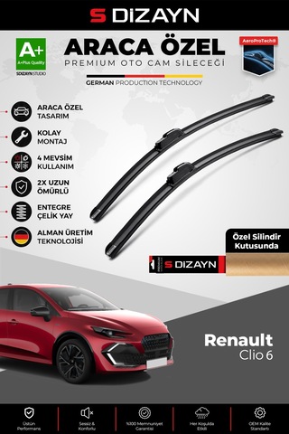 S-dizayn Renault Clio 6 Hb Ön Cam Silecek Seti 2025 Üzeri Premium Araca Özel 70-30 Cm A+ Kalite