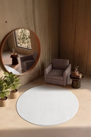 Softy Beyaz Yıkanabilir Kaymaz Taban Yuvarlak Halı Yumuşak Dokulu Mutfak Koridor Salon Halısı