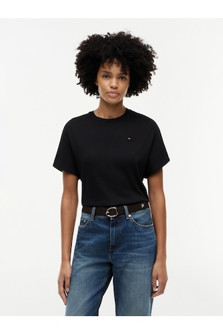 Tommy Hilfiger Cody Reg Batwıng C-nk Ss Tee Kadın Siyah T-shirt - Ww0ww49926