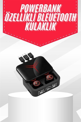 Taşınabilir Şarj Cihazı Tws Powerbank Kutulu Dijital Göstergeli Bluetooth Kulaklık Kablosuz Kulakiçi Kulaklık Sarı