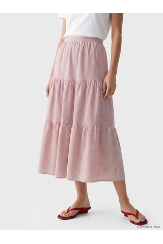 Lcwaıkıkı Classic Pembe Beli Lastikli Ekose Katkat Etek