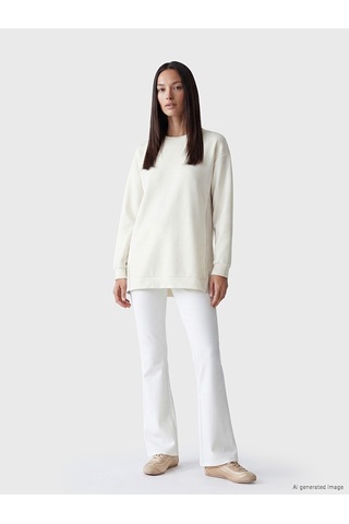 Lcw Everyday Bej Oversize Soft Touch Kadın Tunik