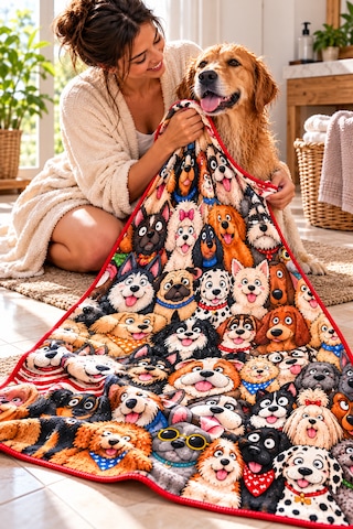 Kedi & Köpek Kurulama Havluları Dogs - Köpek Desenli Büyük Boy Hızlı Kuruyan 60x120cm
