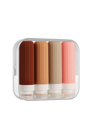 Maiyame Seyahat Silikon Şişe Seti 4 Adet 90ml - Tıkanıklı Kapatma, Sıkışabilir, Sıvı Saklama - Şampuan, Losyon, Vücut Yıkama İçin Çok Renkli