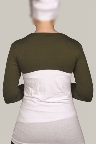Altobeh Uzun Kollu Kadın Tesettür İçe Giyilen Bolero - Haki Çok Renkli