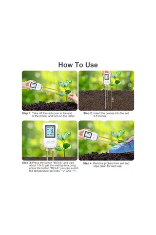 Folinda Toprak Ph, Nem Ve Sıcaklık Testeri - Çift İğne Hassas Ölçüm - Lcd Ekranlı Bahçe Bitki Bakımı Aleti