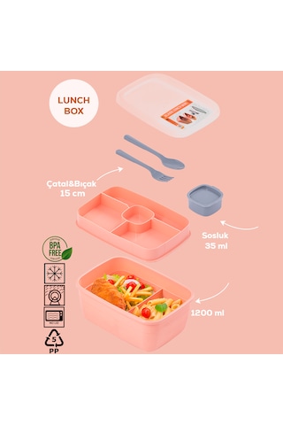 Porsima 3198 Vakumlu 2 Katlı Lunch Box - Sefer Tası 1200 Ml Somon