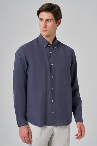 Morven Erkek Lacivert Trend Düz Desen Dynamic Fit Düğmeli Yaka Gömlek 25ms004030200 Lacivert Lacivert