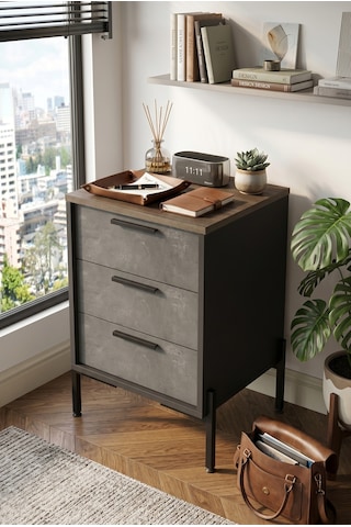 Yurudesign Vista C Ofis Keson Metal Ayaklı Kahve-Beton-Antrasit V