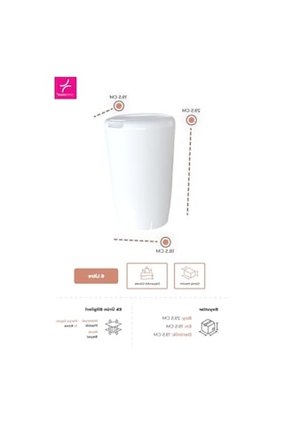 Beyaz Renk 6 Lt Banyo Mutfak Tezgah Üstü Çöp Kovası 6998
