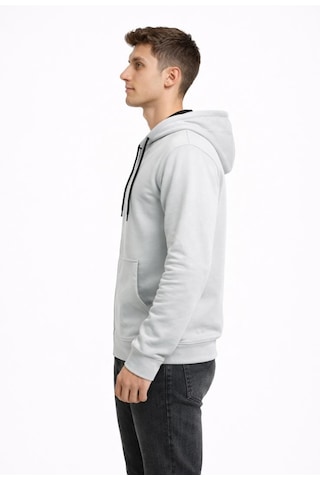 Axxel Erkek Açık Gri 2 İplik Fermuarlı Kapüşonlu Sweatshirt-w1084 Açık Gri