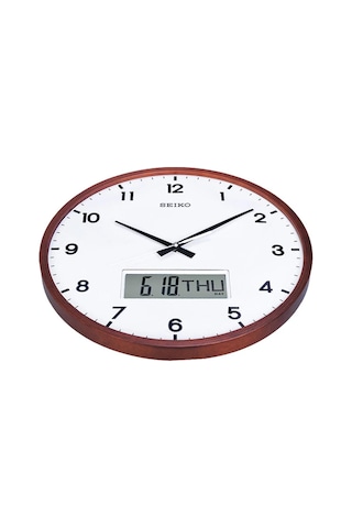 Seiko Clock Qxl008b Akçaağaç Ahşap Kasa Dijital Takvimli Duvar Saati Kahverengi