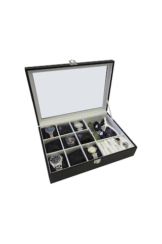 Chavin 9 Lu Ahşap Deri Cam Saat Gözlük Ve Mücevher Kutusu St9-26