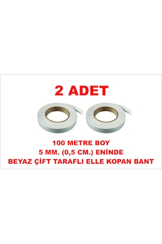 Çift Taraflı Beyaz Bant 100 M. 5 Mm 2 Adet