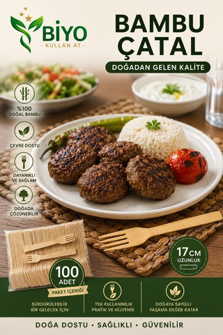 Tek Kullanımlık Bambu Çatal 100 Adet