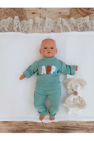 Yenidoğan Beyaz Wool Yün Kumaş Taç Nakışlı Trilüks Kundak Bebek Battaniyesi Beyaz