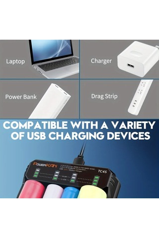 Xuweiwei Tc4s 4 Yuvalı Powerkan Akıllı Şarj Cihazı 3.7v Li İon Ve 1.2v Nimh Aa Aaa Pil Uyumlu