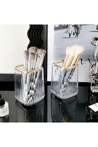 Lüks Makyaj Organizatörler Masaüstü Kozmetik Fırça Saklama Kutusu Ofis Kalem Kutusu Makyaj Fırçaları Organizatör Ruj Çeşitli Eşyalar Tutucu Yeşil