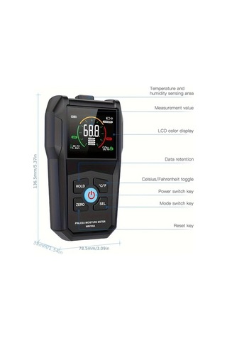 Honeybeeshop Wm700a Lcd Ekranlı Temassız Ahşap Nem Ölçer Indüktif Sıcaklık Nem Algılama Darbeye Dayanıklı Kaymaz Pille Çalışır