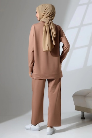 Mihran Butik Kadın Camel Mevsimlik Penye Alt Üst Spor Ve Rahat Tesettür Takım Camel