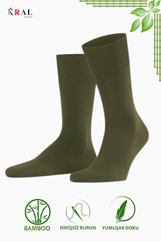 Kral Socks Bambu Erkek Soket Düz Uzun Çorap Klasik Yazlık Dikişsiz 6'lı Premium Set Asorti3