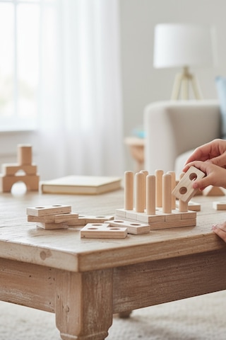 Ahşap Eğitici Kare Tetris Puzzle Model Yapboz
