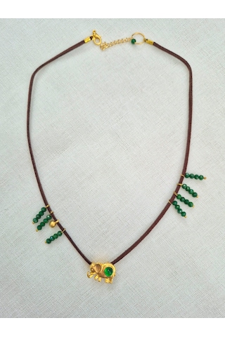 Kahve Süet Deri Fil Bayan Kolye