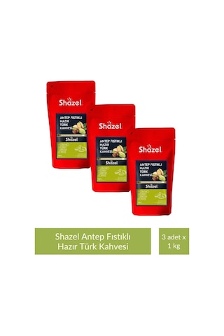 Shazel Antep Fıstıklı Türk Kahvesi 1 Kg X 3 Adet Türk Kahvesi