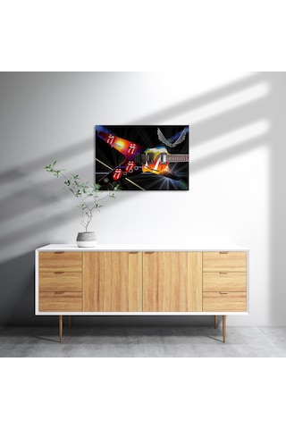 Cakasepetim Elektrogitar Kırmızı Dudaklar Ve Dil Ahşap Mdf Tablo
