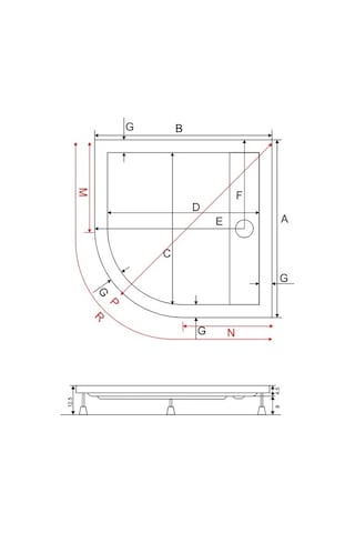 Shower 90x90 Drop Oval Monoblok Duş Teknesi H:12,5 Cm