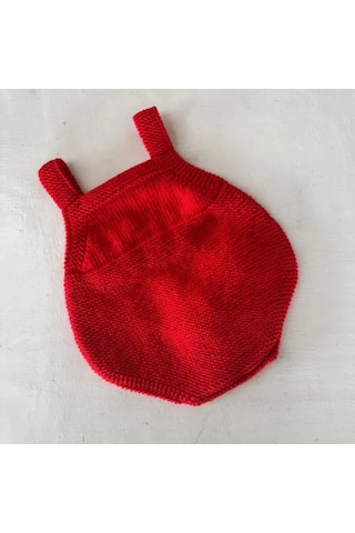 Uretti - Nur 3637 - El Yapımı Tavşan Detaylı Bere - Patik - Tulum 3'lü Takım - 0 -1 Yaş Bordo