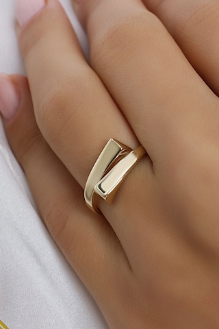 Çgk Çiğdem Gürel Kuyumculuk Çgk Wave 8 Ayar Altın Modern Minimal Yüzük Kadın, Tasarım Formu Gold